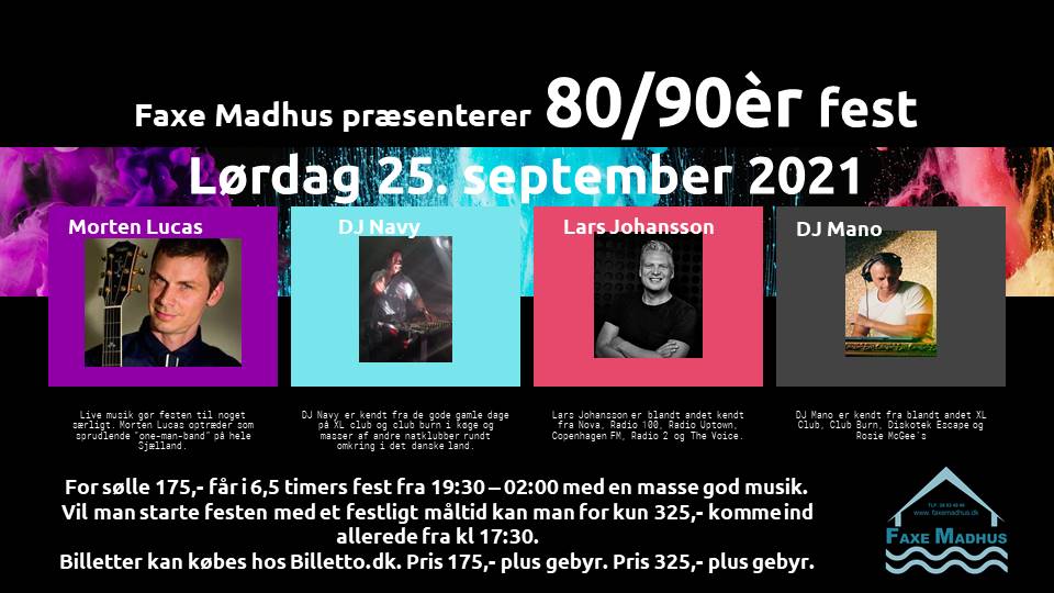 platform Mindre Forbindelse 80ér 90ér Fest – Klik for at se programmet – Faxehallerne S/I